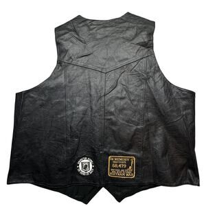 Vintage MOB Genuine Leather Biker Vest Mens 3XL Vietnam Patches Button Black